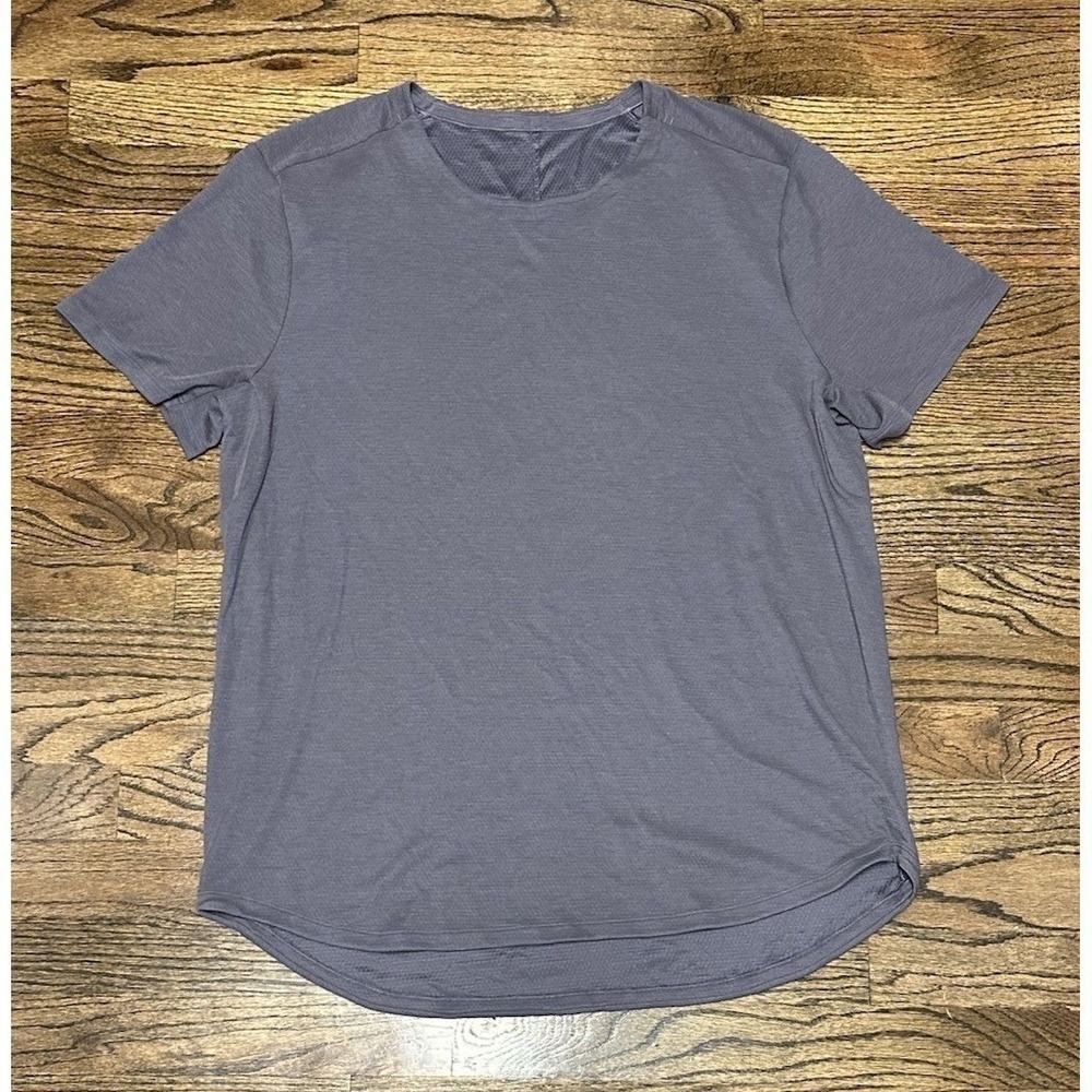 Lululemon Conflux Barry's Graphite Purple Athletic Workout Scalloped Shirt Sz L